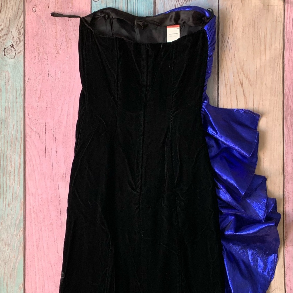 Vintage 80s Gunne Sax Black and Blue mini dress - Picture 8 of 10